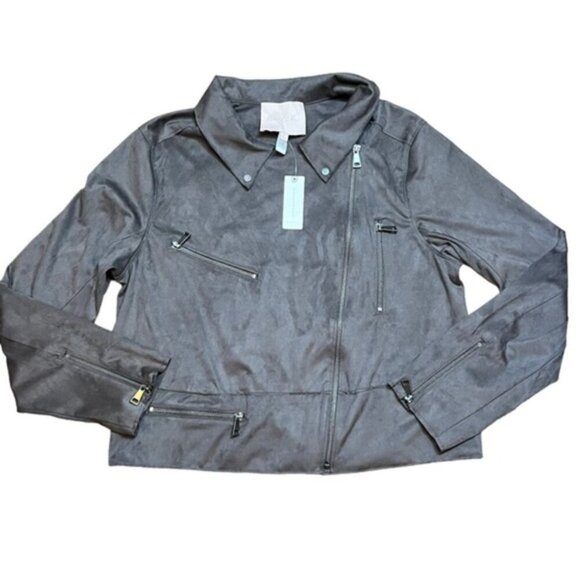 NWT Anthropologie Hutch Faux‎ Brown Suede Moto Jacket Wome Size Large - Picture 6 of 12